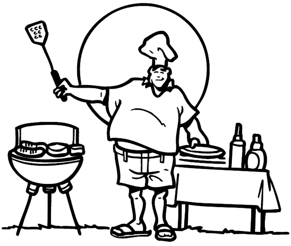 Cook at outdoor grill vinyl sticker. Customize on line. Summer 088-0336